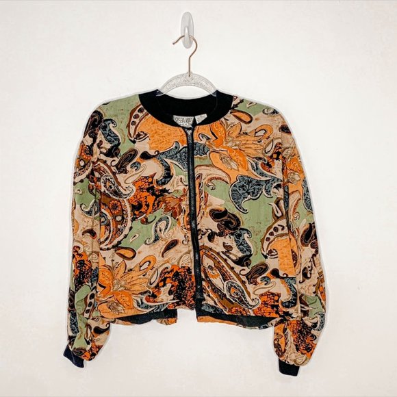 Vintage Jackets & Blazers - Vintage 80's trippy pattern bomber jacket Size M